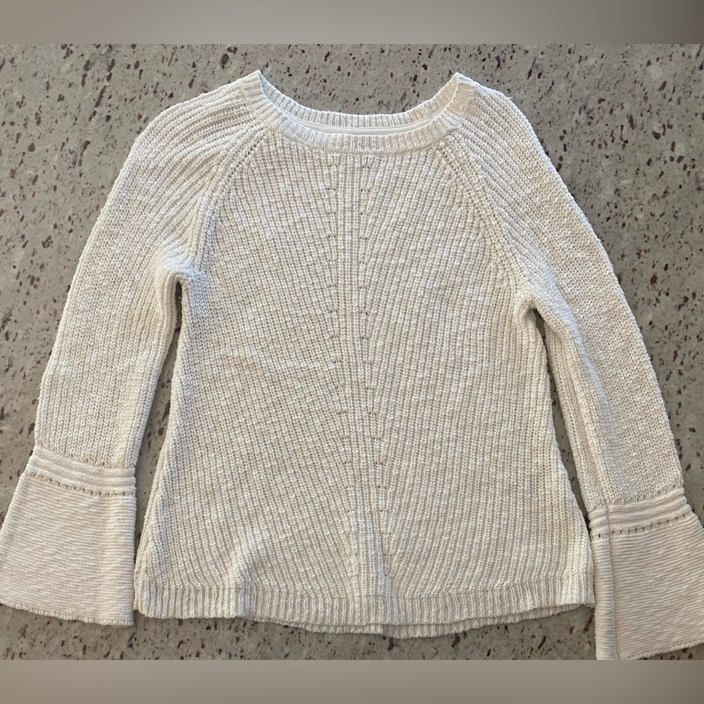 Gorgeous Off-White or Cream Sweater, Detailing, Cotton, Crewneck